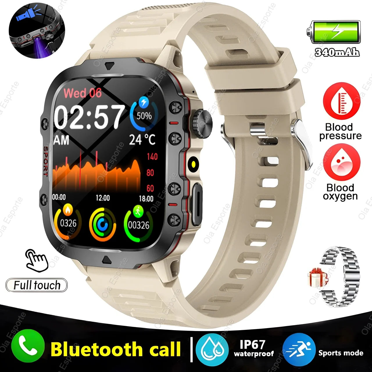 Ola-Sport Smartwatch Militar multifuncion