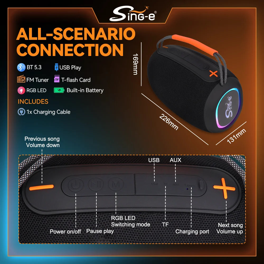 ZQS P18 Wireless Bluetooth Speaker Portable High Pitched Sound Waterproof Phone Call Function Ultra Long Battery Life Camping