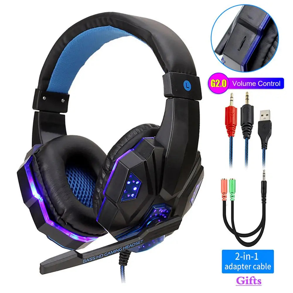 Gaming Headset with Mic and LED Light for PC Laptop Computer Cellphone PS4 Xbox 3.5mm Wired Stereo PC Gaming Headset Gifts