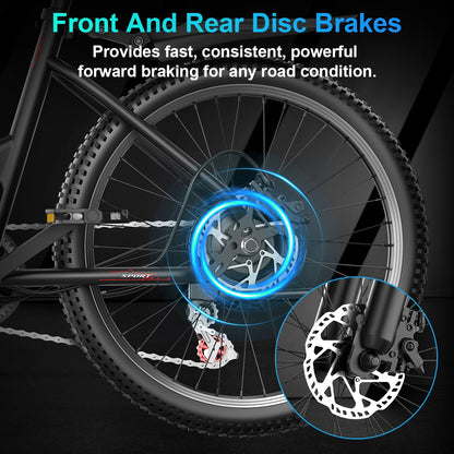 DEEPOWER F26 Electric Bike 48V 7.8AH 750W Adult Electric Bicycle 26 Inch LED Display Mountain Ebike