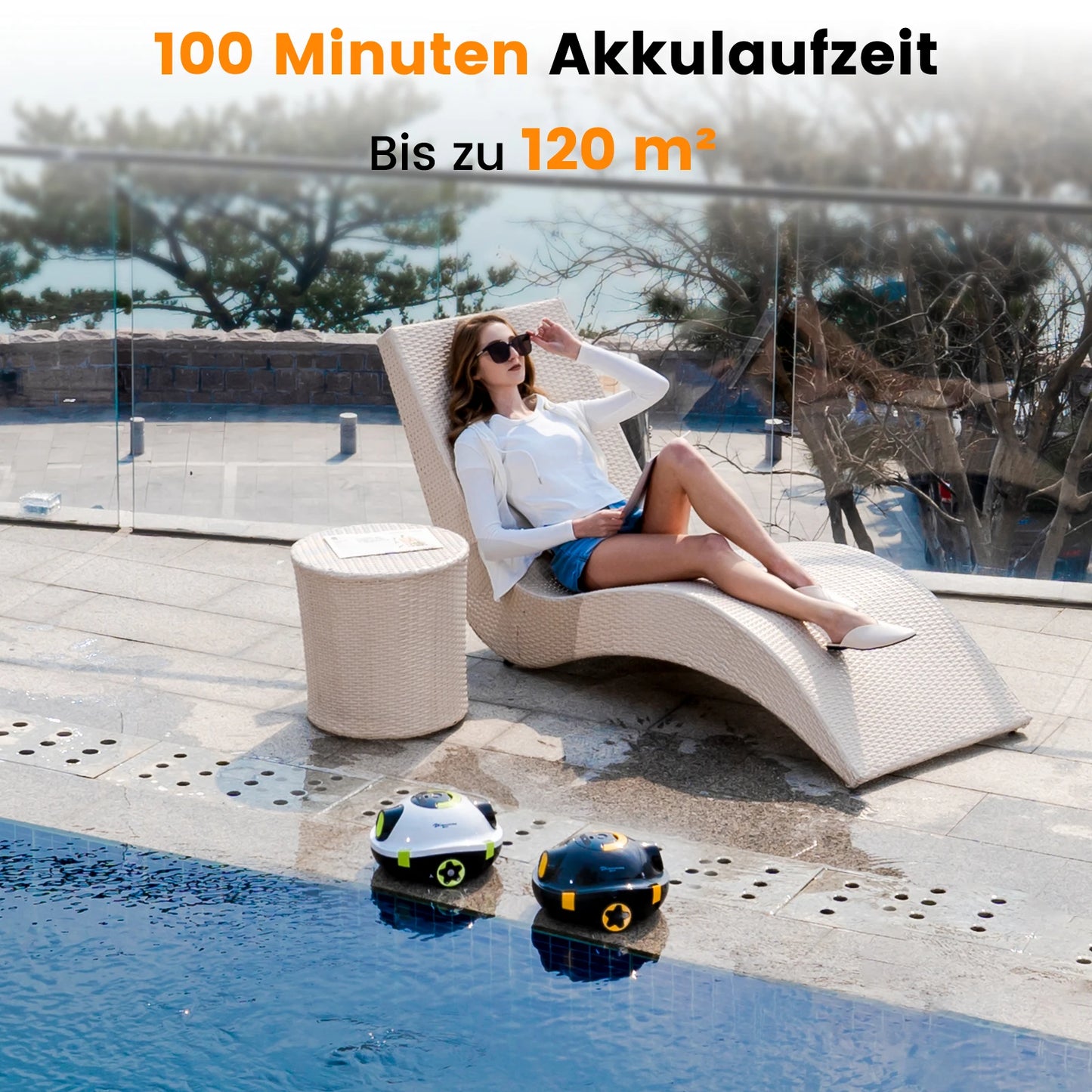 EVERCROSS BOT Y10 Pool robots, 100 min floor cleaning, 120m ² cleaning area, self parking function, 180 μm filter