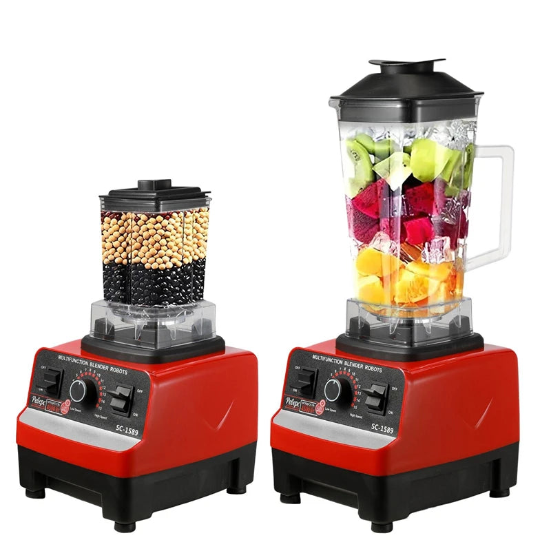 2000W due Commercial Blender Stationary Food Processor Ice cookies for Food 2-in-1 High Power Juicer Blender