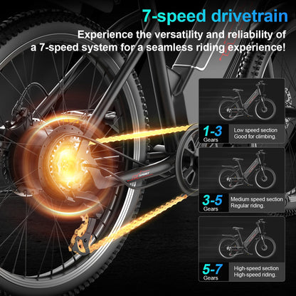 DEEPOWER F26 Electric Bike 48V 7.8AH 750W Adult Electric Bicycle 26 Inch LED Display Mountain Ebike