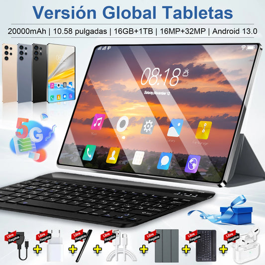 5G Tablet Pc Android 13 Google Play 14 Core 10.58 Inch Dual Cameras Dual SIM Phone Call Bluetooth Tablets Wifi 16GB + 1TB ROM