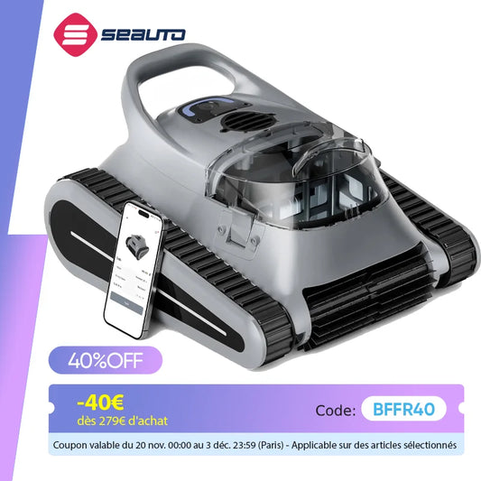 (2025 New) Seauto Crab Pro Robotic Pool Vacuum, Wall-Climbing Robot, Suitable for Walls and Floors of 2000 Square Feet