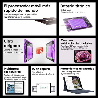 Global Version OnePlus Pad 3 Tablet Snapdragon 8 Elite 13.2-inch 144Hz 3.4K Screen 12140mAh Battery 13MP Rear Camera Android 15