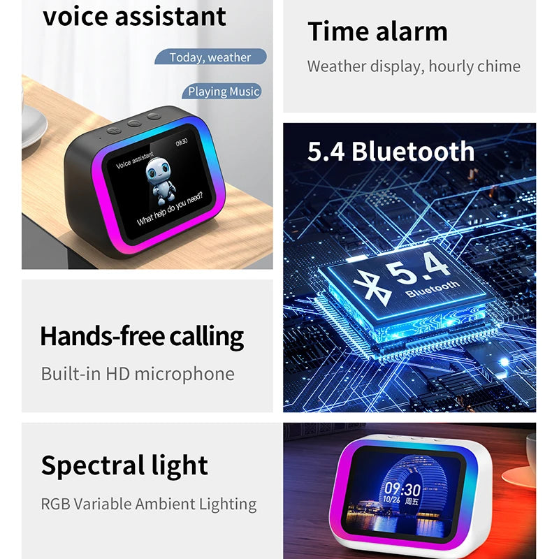 Smart Alarm Clock Bluetooth Speaker Weather Display Night Light Music Stories Player Photo Frame Perfect Gift Bluetooth APP