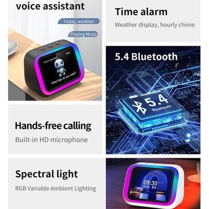 Smart Alarm Clock Bluetooth Speaker Weather Display Night Light Music Stories Player Photo Frame Perfect Gift Bluetooth APP