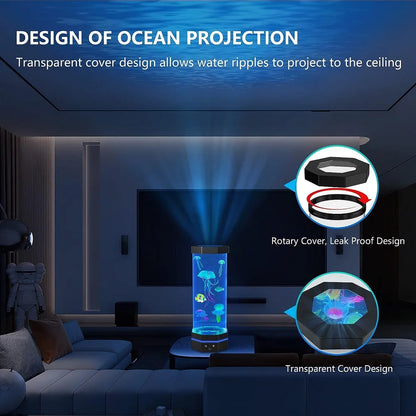 Jellyfish Lava Lamp 17 Colors Changing Jellyfish Lamp With Remote Control USB Plug-in Bubble Fish Lamp Kids Night Light