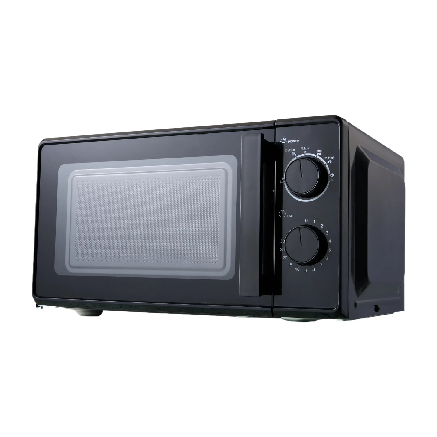 Compact 20L microwave oven with 700W power, easy turn Knob operation, 30-minute timer & defrost function, 243x46x353mm