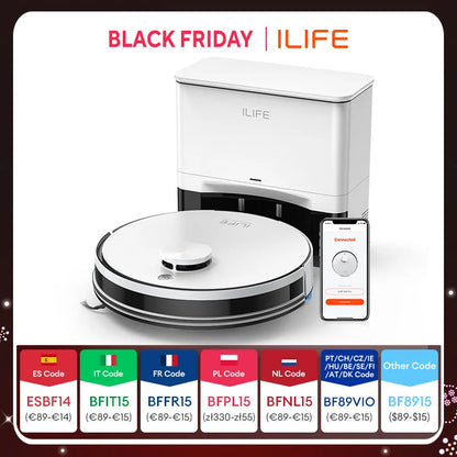 ILIFE A30 PRO 5000Pa Suction, Robot Vacuum and Mop Combo, Self emptying, 60 day capacity,  App/remote , 180 minute running time