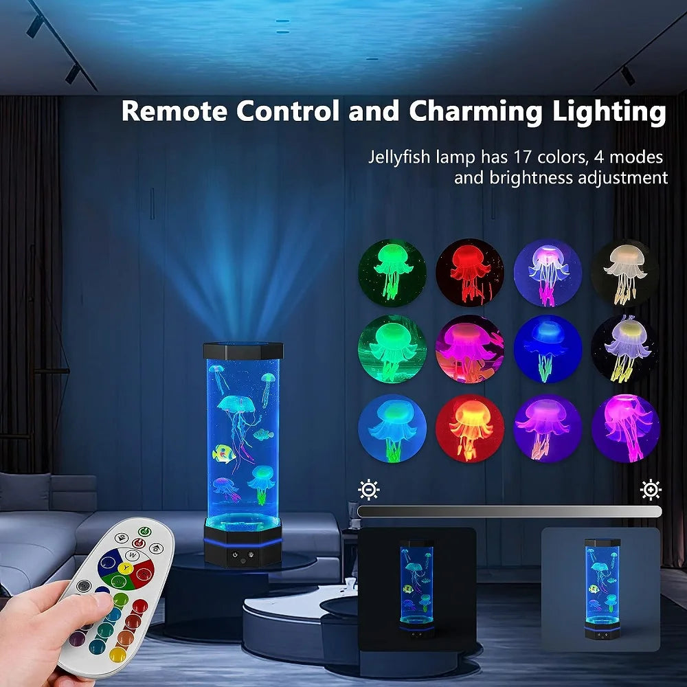 Jellyfish Lava Lamp 17 Colors Changing Jellyfish Lamp With Remote Control USB Plug-in Bubble Fish Lamp Kids Night Light