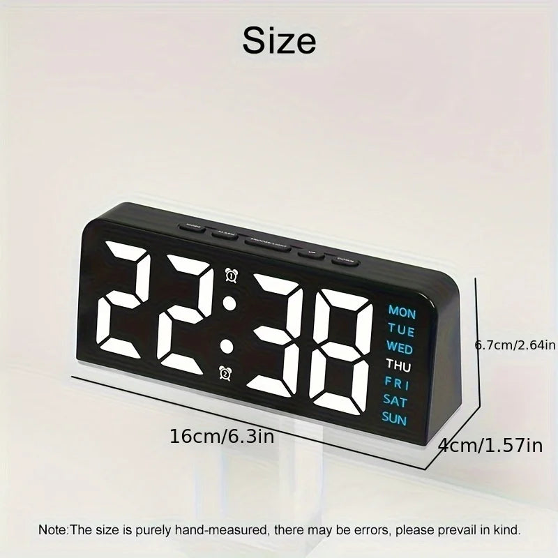 1 PCS Digital LED Alarm Clock With Date Display Dual Alarms Snooze Function Night Light 12H 24H Mode For Bedroom Desk Table