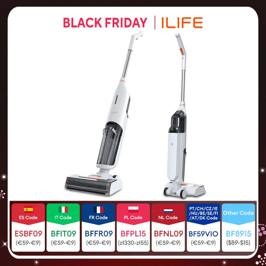 ILIFE W90 Cordless Wireless Wet Dry Smart Mop Washing , 5500Pa Suction, 1 Min Self Cleaning, Large Dual Water Tank