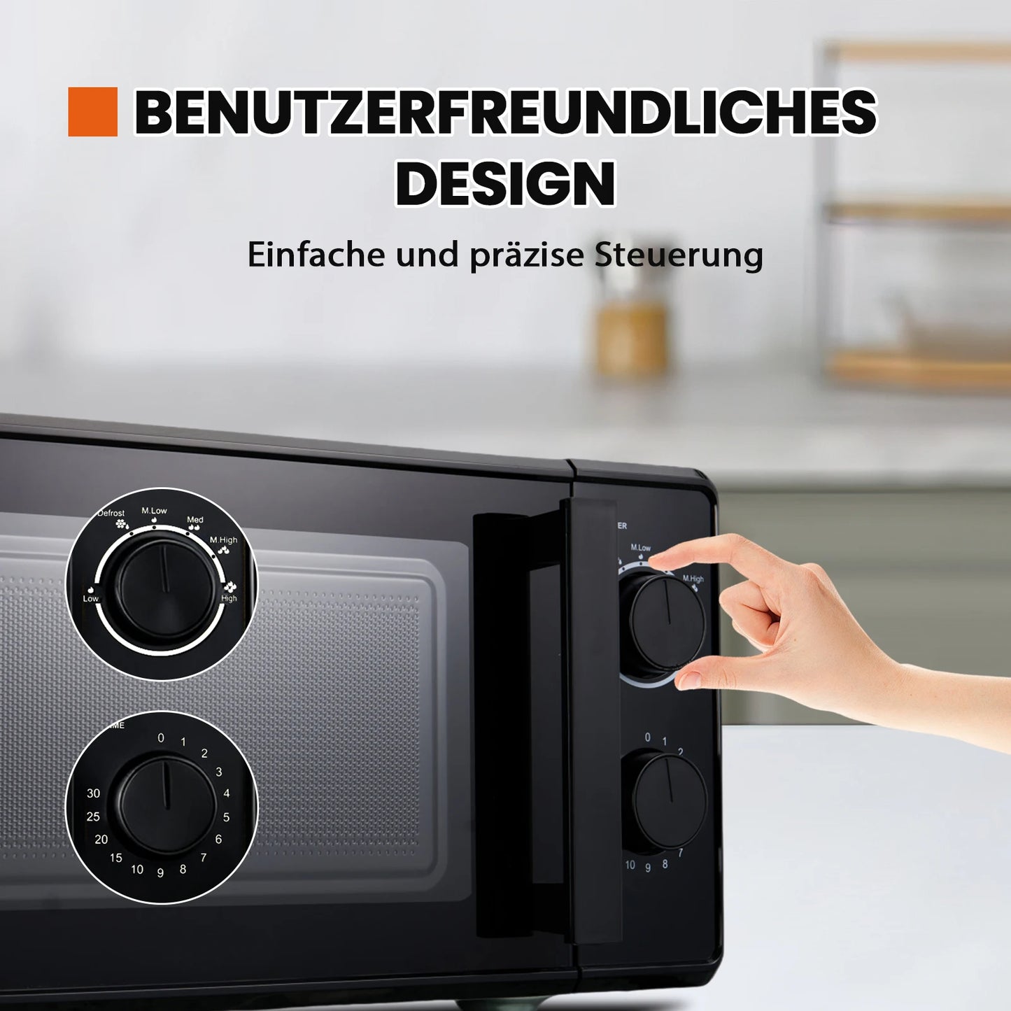Compact 20L microwave oven with 700W power, easy turn Knob operation, 30-minute timer & defrost function, 243x46x353mm