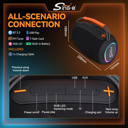 ZQS P18 Wireless Bluetooth Speaker Portable High Pitched Sound Waterproof Phone Call Function Ultra Long Battery Life Camping