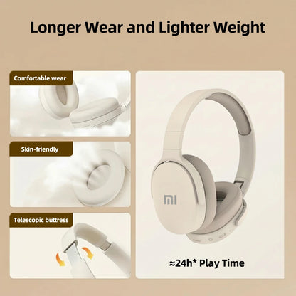 Xiaomi Wireless Bluetooth Earphone Skin Friendly Stereo Hifi Headset Over-ear Wireless Headphones Long Battery for Game Sport