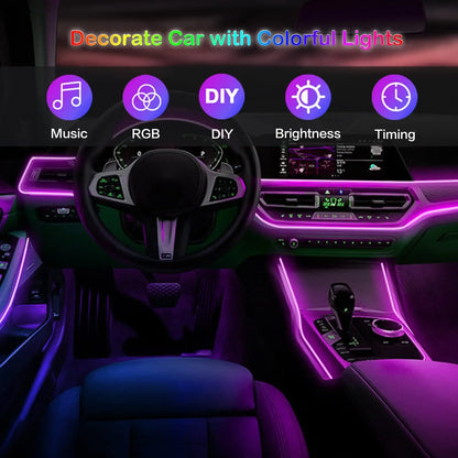 Kit LED de luces de neon para interior se coche