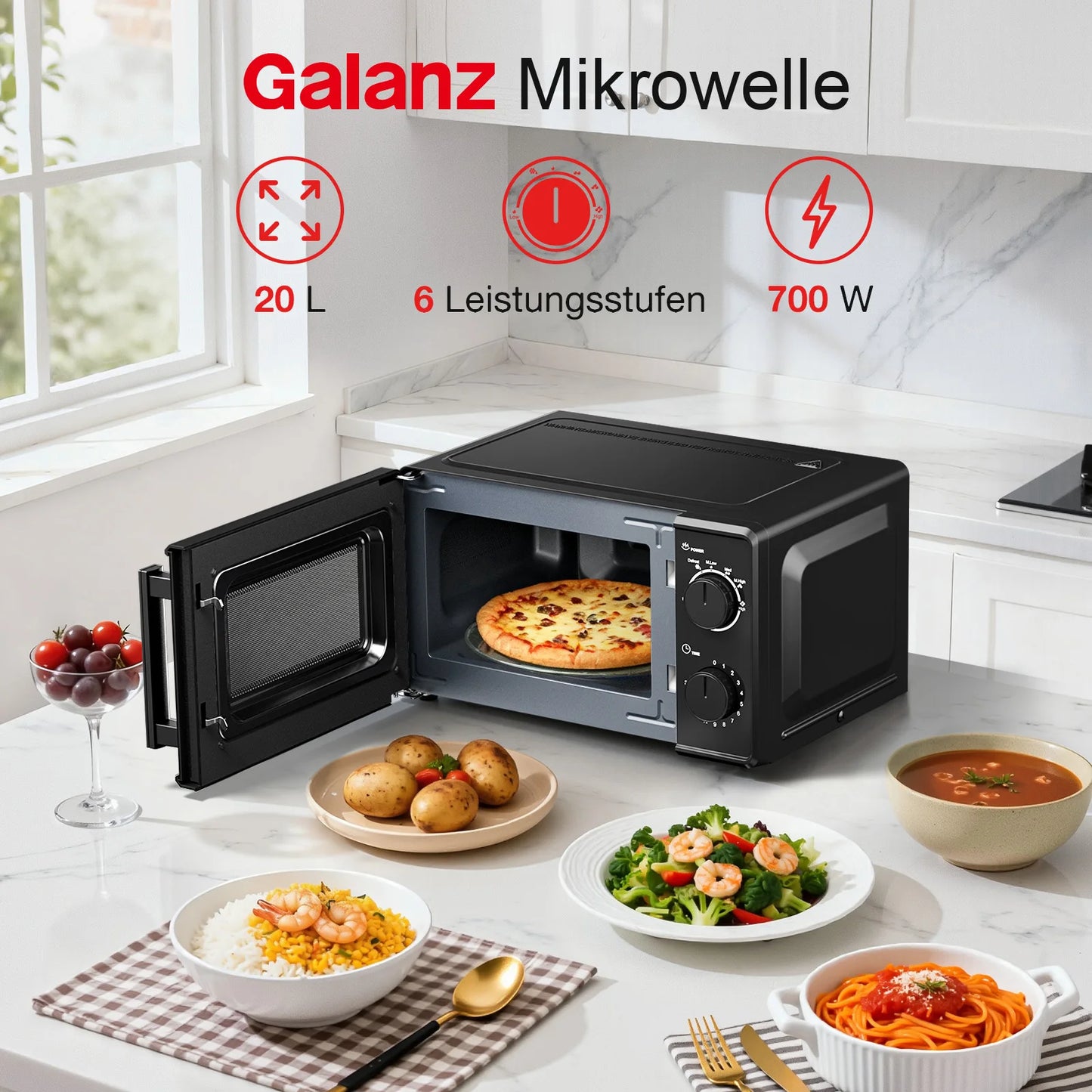 Galanz 20L Compact microwave oven 700W Six Stages Firepower Easy To Handy heater And Thaw Quick-boiling microwave oven