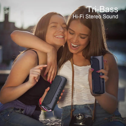 Ortizan M7 Outdoor Bluetooth Speaker, 24W Output Power Bluetooth 5.3 Speaker ,IPX7 Waterproof,Micro SD Card,AUX in, RGB Light