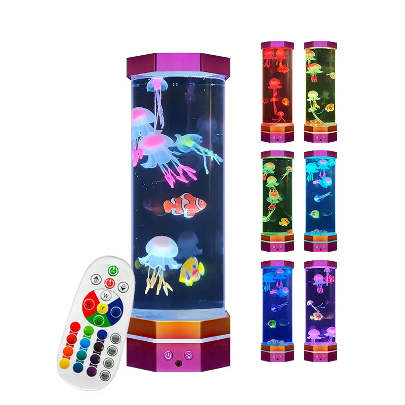 Jellyfish Lava Lamp 17 Colors Changing Jellyfish Lamp With Remote Control USB Plug-in Bubble Fish Lamp Kids Night Light