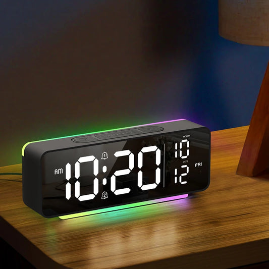LED Digital Alarm Clock with Night Light Electronic Clock Displaying Date Time for Bedroom Office Living Room