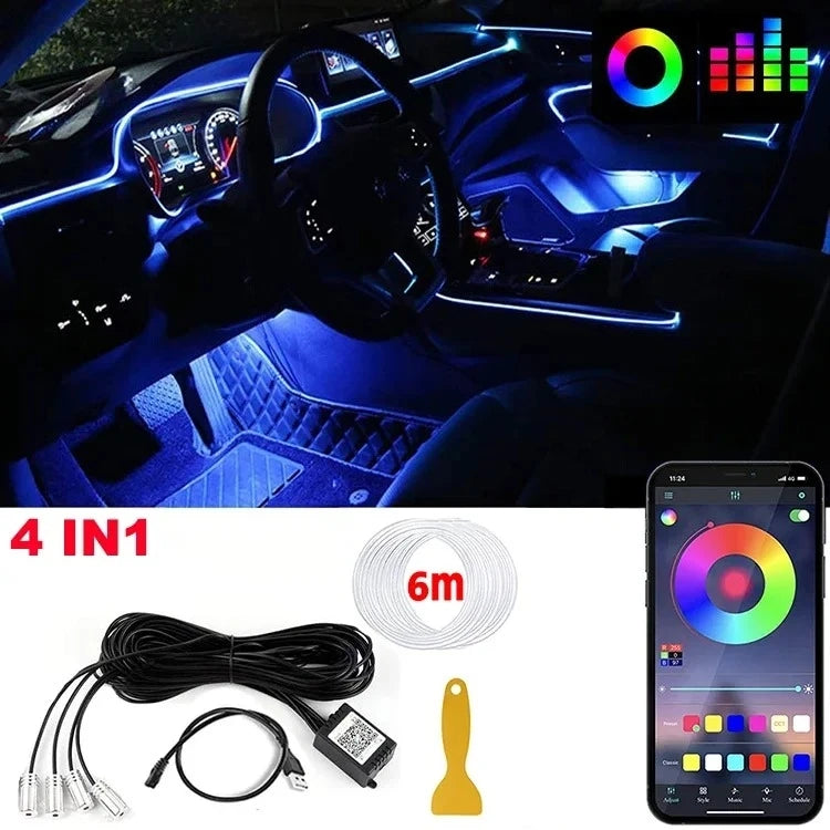 Kit LED de luces de neon para interior se coche