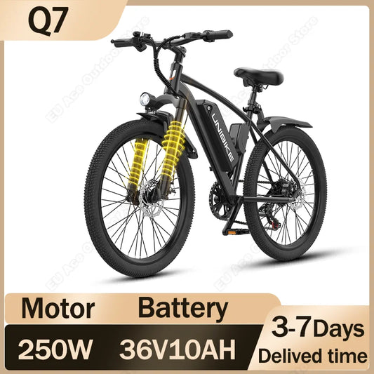 Aairsk Q7 Electric Bike 250W Powerful Motor 36V10AH Removable Lithium Battery Electric Bicycle 26*1.95 all-terrain tires E-bike