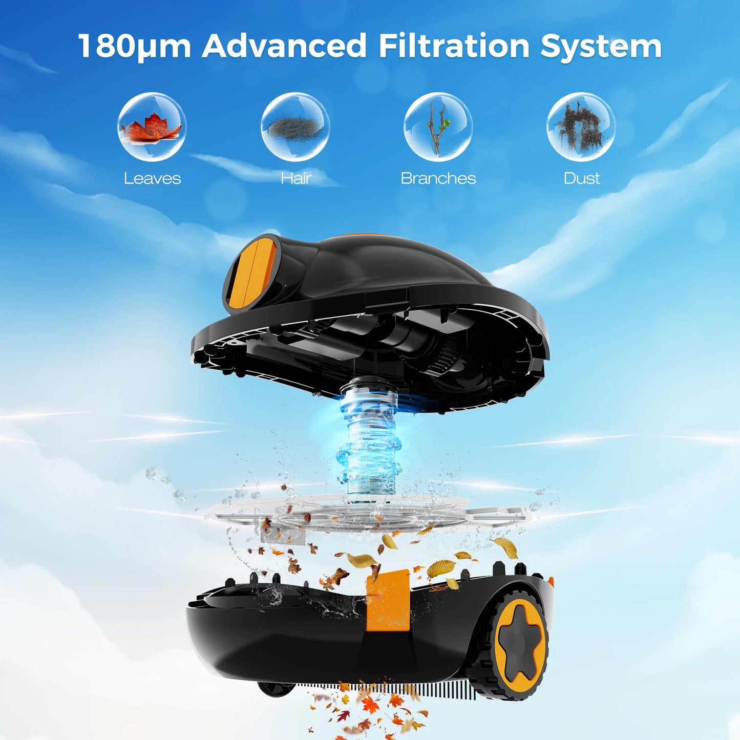 EVERCROSS BOT Y10 Pool robots, 100 min floor cleaning, 120m ² cleaning area, self parking function, 180 μm filter