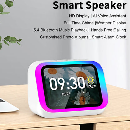 Smart Alarm Clock Bluetooth Speaker Weather Display Night Light Music Stories Player Photo Frame Perfect Gift Bluetooth APP