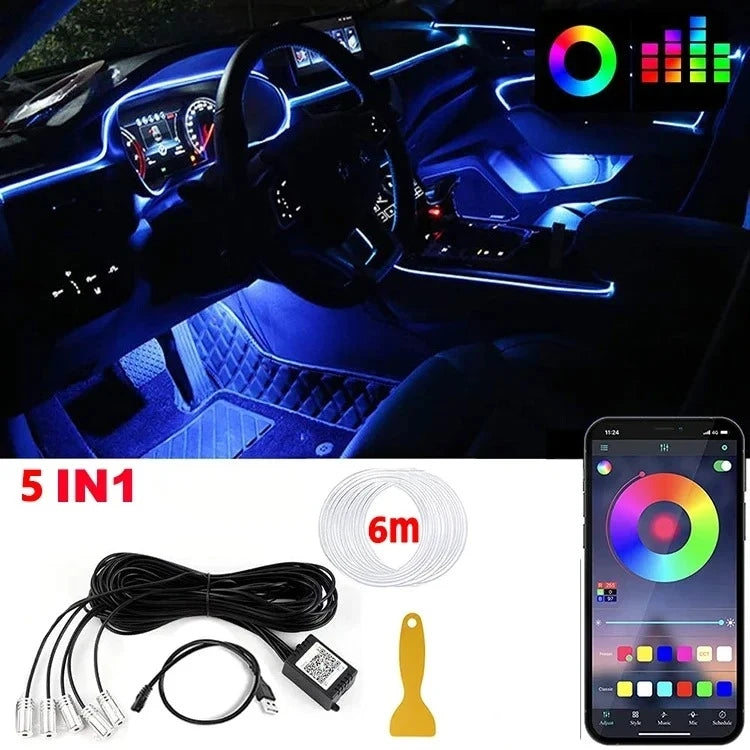 Kit LED de luces de neon para interior se coche