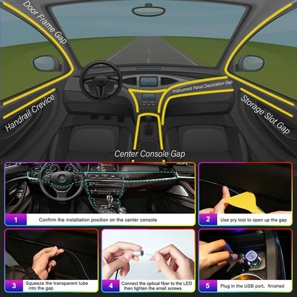 Kit LED de luces de neon para interior se coche