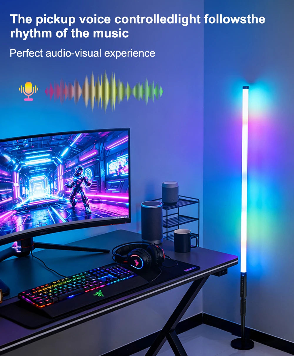 LUXCEO120cm Mood 1 Pro Music Sync RGB Light Bar with Remote, Rechargeable LED Lights for DJ,YouTube, Gaming Room, Party Decor.