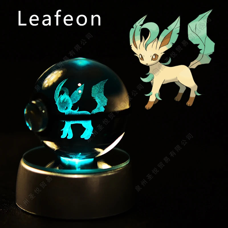 Pokemon Crystal Ball 3D Pikachu Gengar Mewtwo Night Light Lamp Pokeball 3D Glass Pokemon Crystal Ball Statue Kids Birthday Gift