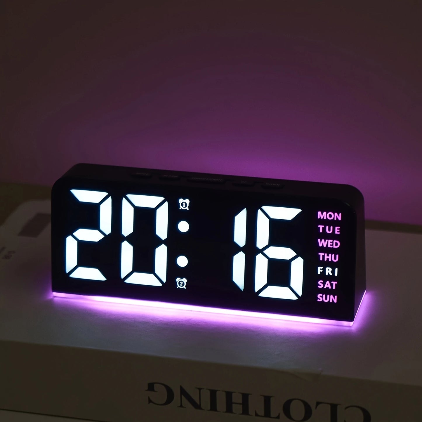 1 PCS Digital LED Alarm Clock With Date Display Dual Alarms Snooze Function Night Light 12H 24H Mode For Bedroom Desk Table