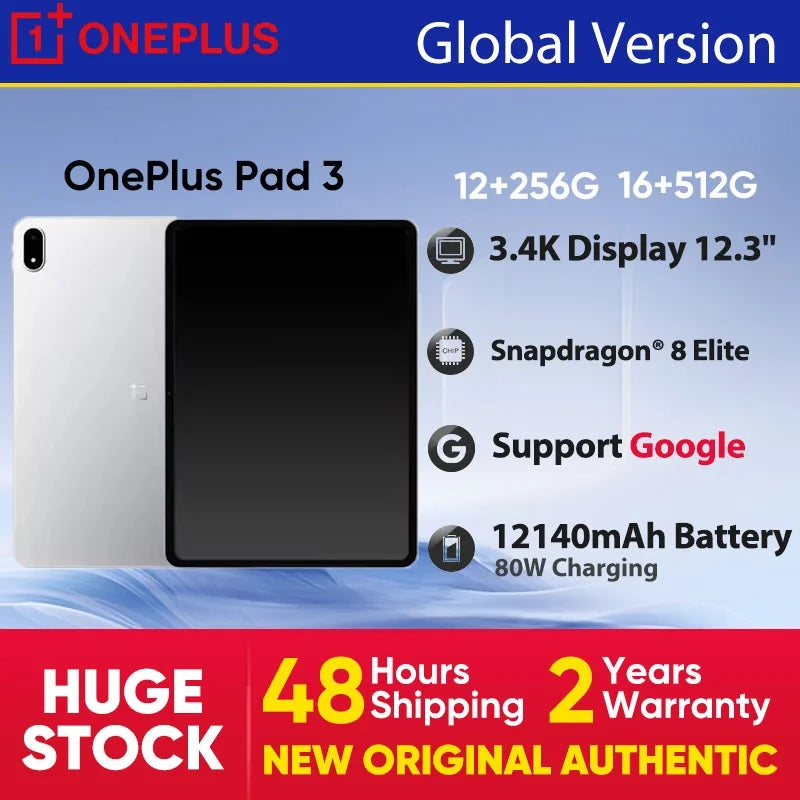 Global Version OnePlus Pad 3 Tablet Snapdragon 8 Elite 13.2-inch 144Hz 3.4K Screen 12140mAh Battery 13MP Rear Camera Android 15