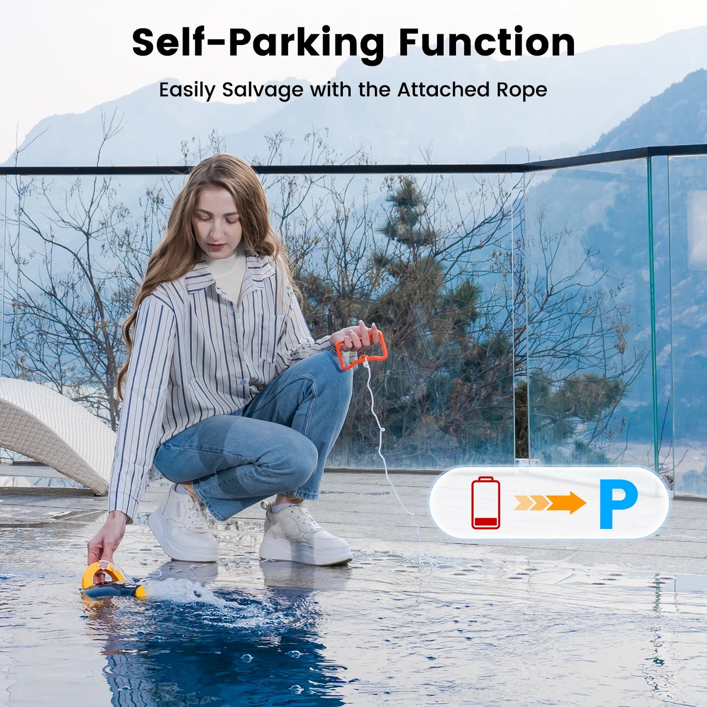 EVERCROSS BOT Y10 Pool robots, 100 min floor cleaning, 120m ² cleaning area, self parking function, 180 μm filter