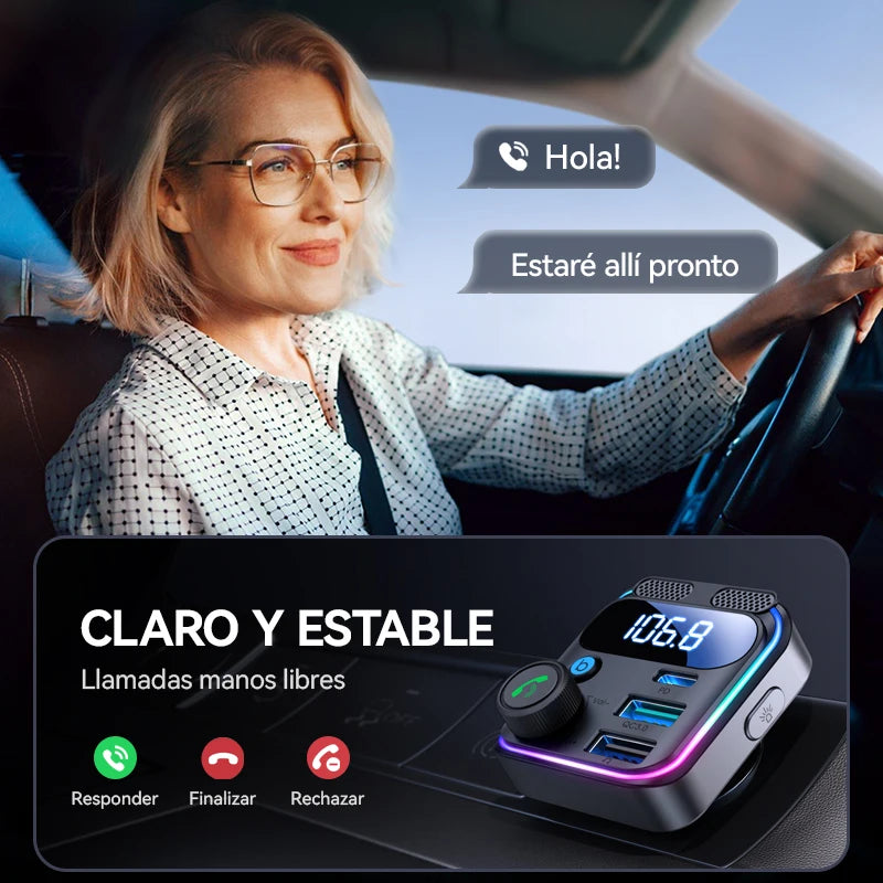 JOYROOM 48W Bluetooth 5.3 Car FM Transmitter Dual Mics PD&QC 3.0 Car Fast Charging Charger Adapter U Disk Hands-Free Calling