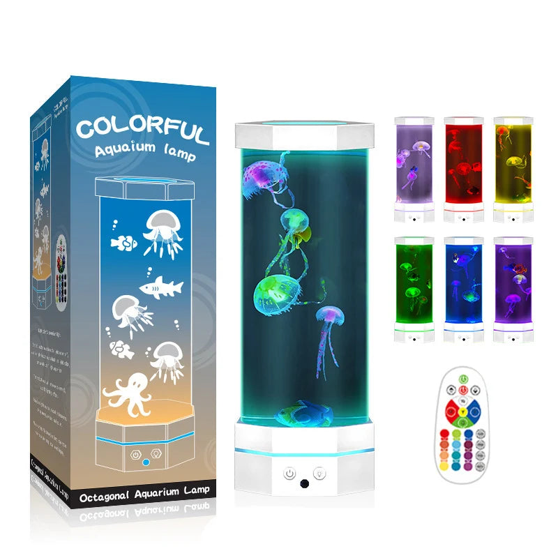 Jellyfish Lava Lamp 17 Colors Changing Jellyfish Lamp With Remote Control USB Plug-in Bubble Fish Lamp Kids Night Light