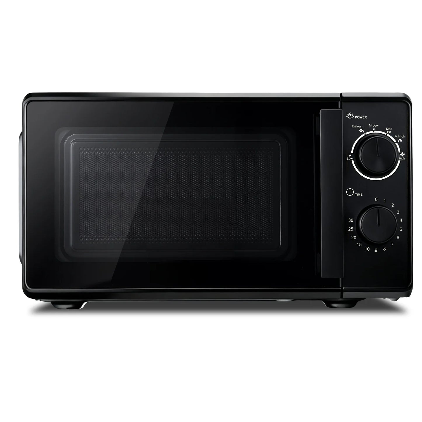 Compact 20L microwave oven with 700W power, easy turn Knob operation, 30-minute timer & defrost function, 243x46x353mm