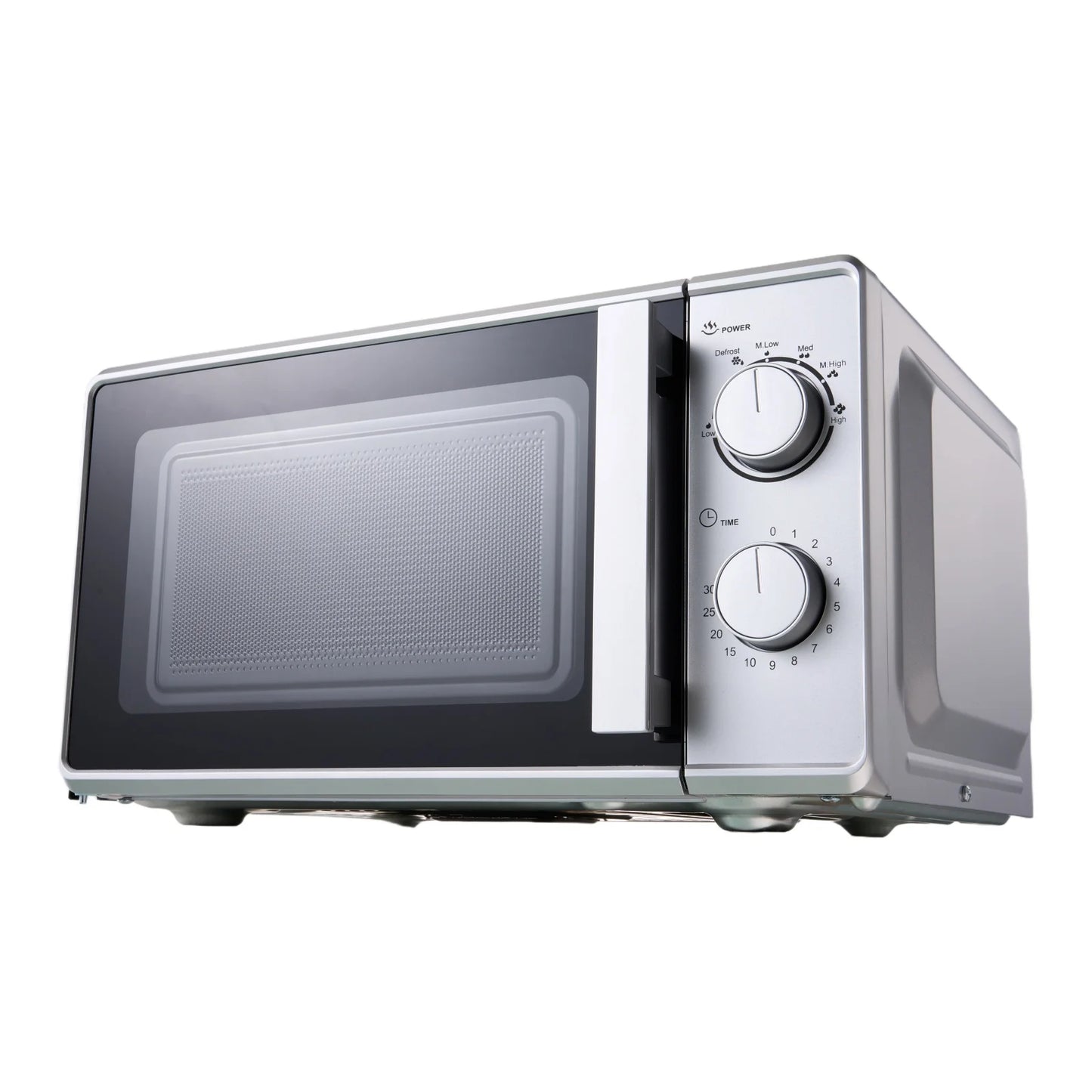 Compact 20L microwave oven with 700W power, easy turn Knob operation, 30-minute timer & defrost function, 243x46x353mm