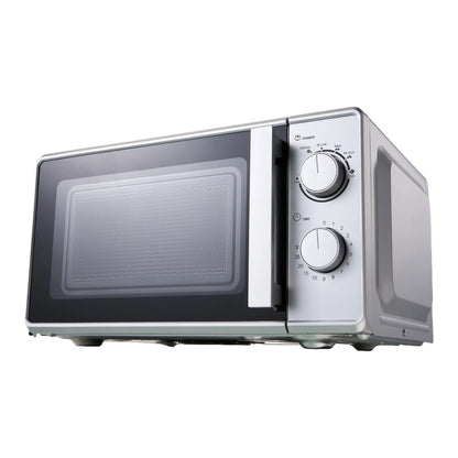 Compact 20L microwave oven with 700W power, easy turn Knob operation, 30-minute timer & defrost function, 243x46x353mm