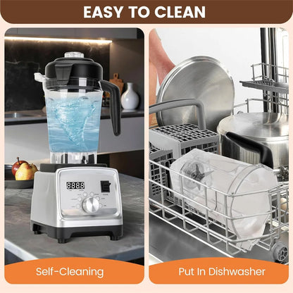 Blitzhome 1000W Heavy Duty Commercial Grade Timer Blender Mixer Juicer Fruit Food Processor Ice Smoothies BPA Free 1.75L Jar