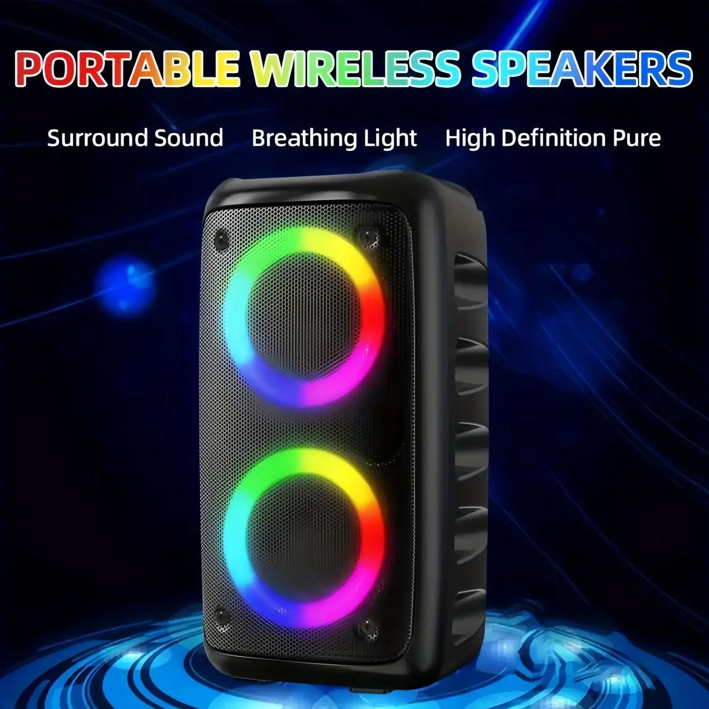 Portable Wireless HIFI Bluetooth Speaker Home Theater Sound System with Wired Mic High Definition Pure Sound U Disk TF Card AUX