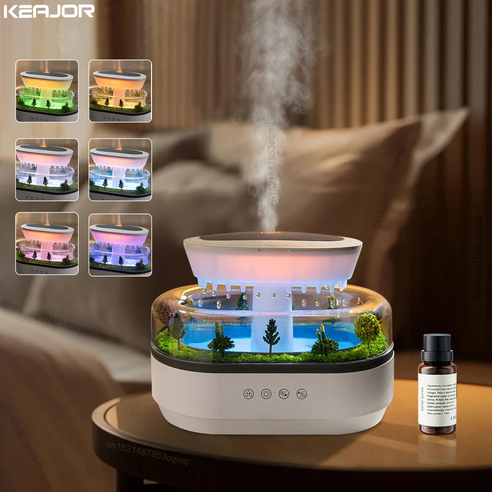 Humidificador con sonido de lluvia Humidifier y aceites ensenciales