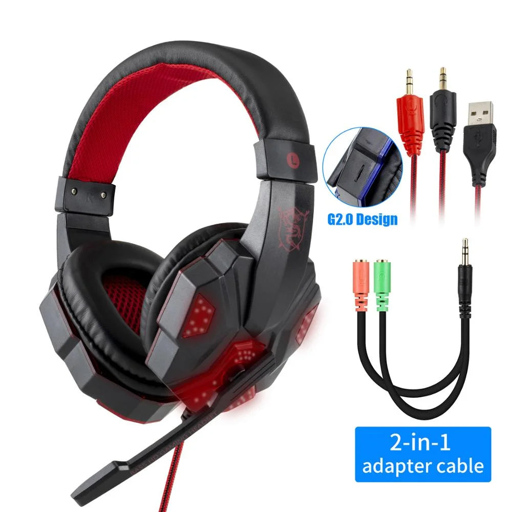 Gaming Headset with Mic and LED Light for PC Laptop Computer Cellphone PS4 Xbox 3.5mm Wired Stereo PC Gaming Headset Gifts
