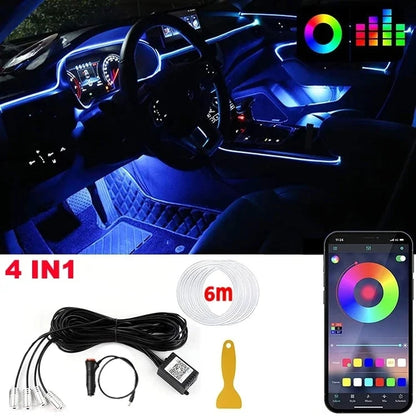 Kit LED de luces de neon para interior se coche