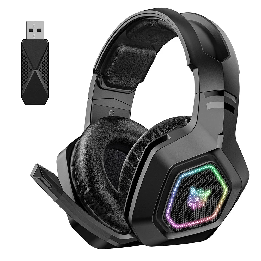 Wireless Gaming Headset 2.4GHz/BT 5.3/Wired Gaming Headphones with Mic Gamer Headphones RGB Light for PS4/PC/Laptop