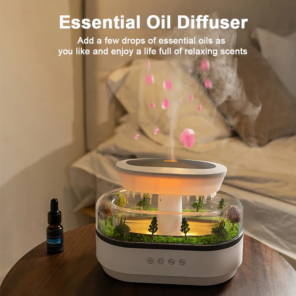 Humidificador con sonido de lluvia Humidifier y aceites ensenciales