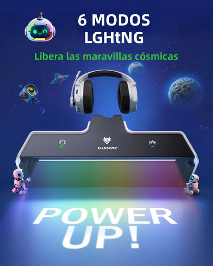 NUBWO G06 Wireless Headsets Gamer with Charging Station for Headset and PS5 Controller Gaming Headphones Long Battery Life